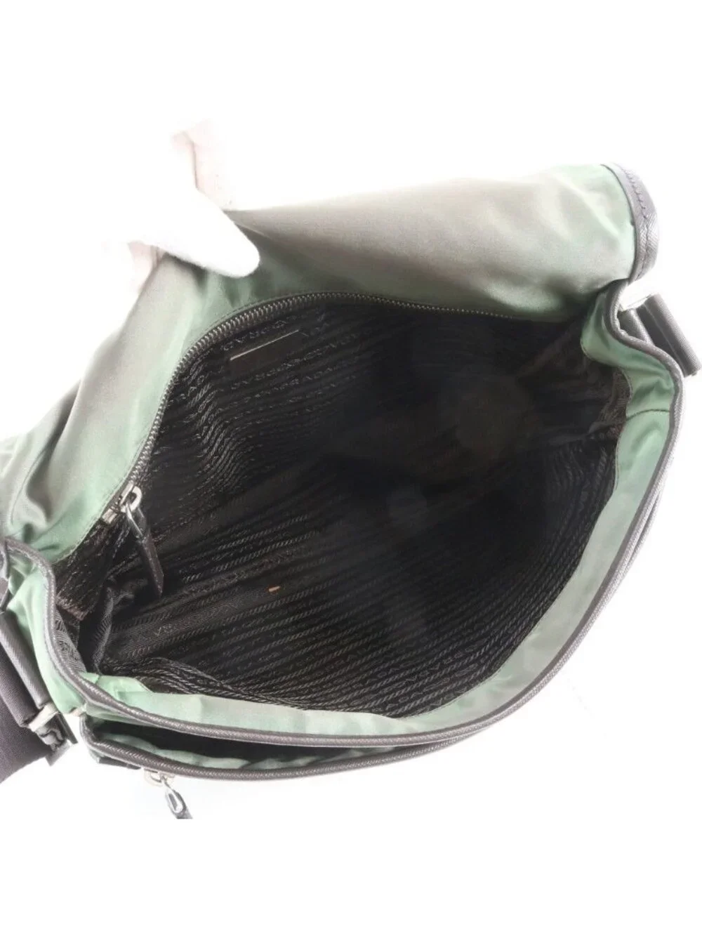 Prada White Tag Tessuto Nylon Triangle Logo Leather Shoulder Bag Messenger